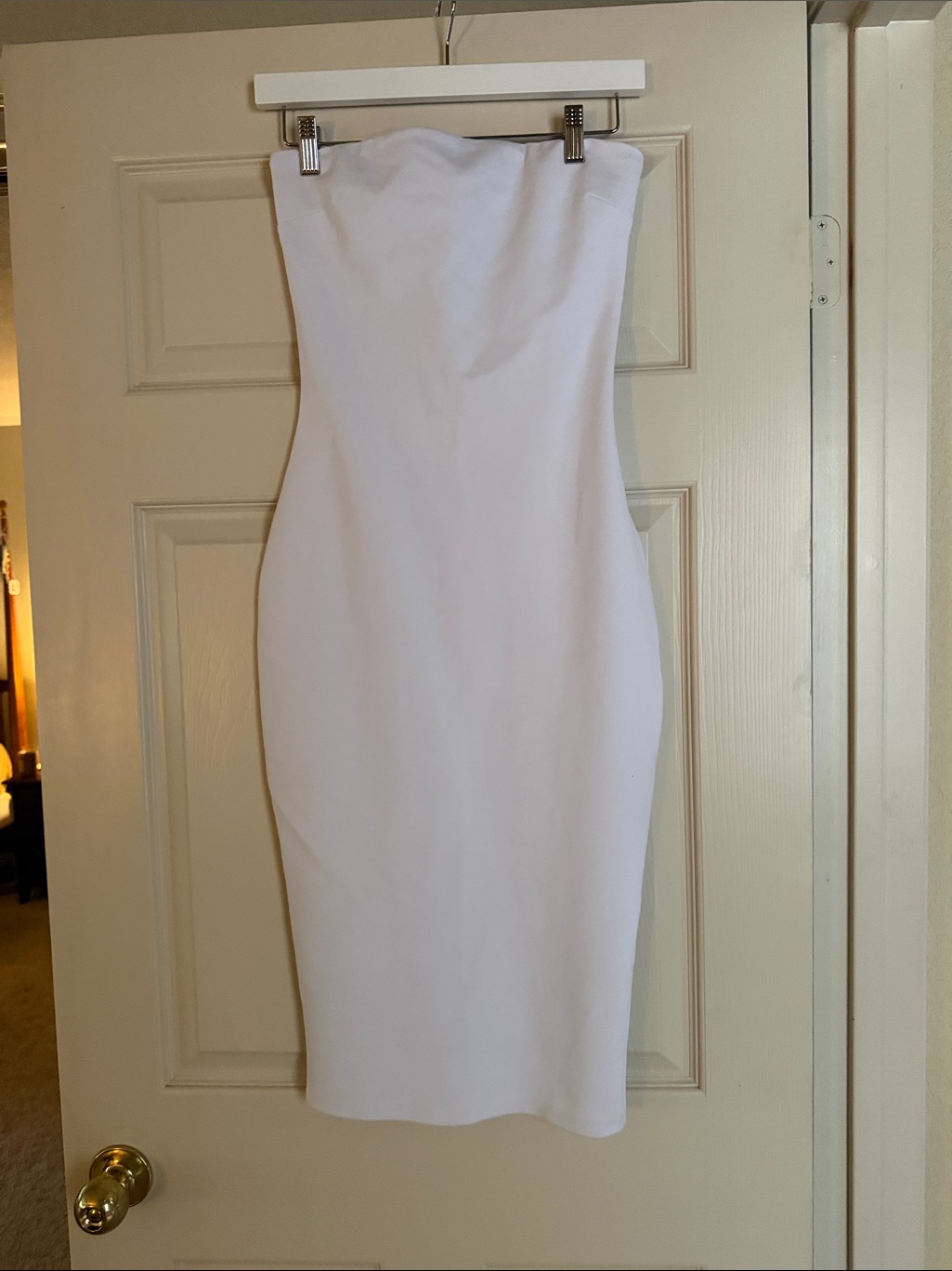 Superdown White Strapless Bodycon Midi Dress
